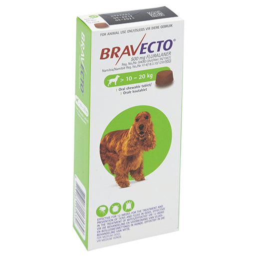 Bravecto Chewable Tablet for Dogs 10–20kg (1 Tablet)