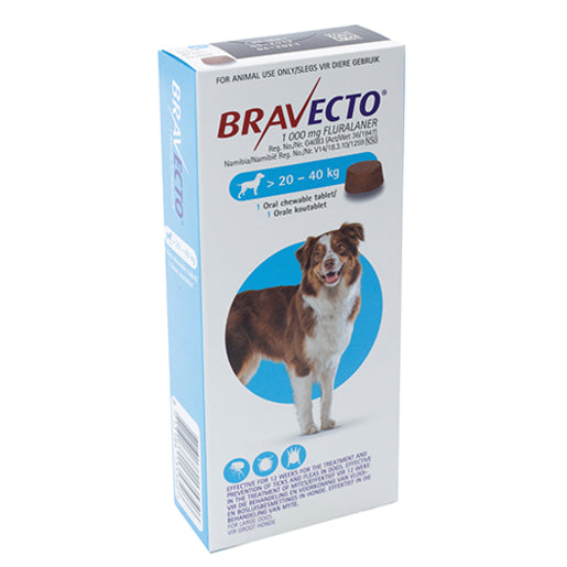Bravecto Chewable Tablet for Large Dogs 20–40kg (1 Tablet)