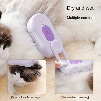 3-in-1 Steam Pet Grooming Brush | USB Rechargeable | Cats & Dogs