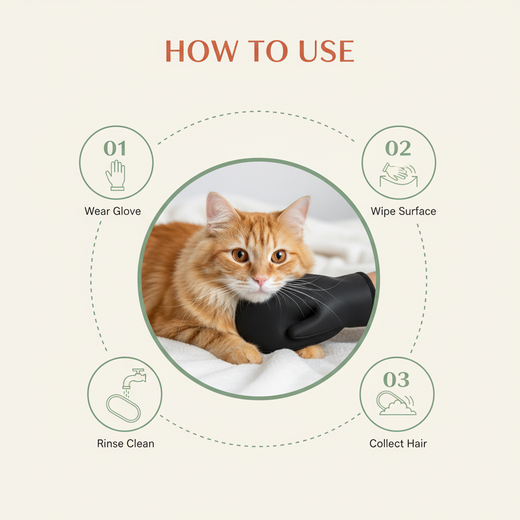How to use pet hair removal glove step by step