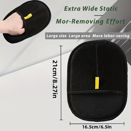 Extra wide electrostatic pet hair removal glove size infographic